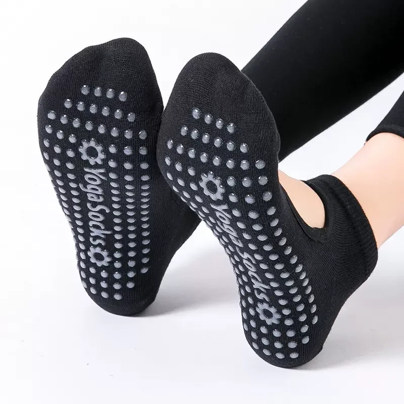 Fitness Yoga Pilates - 高品質の女性ヨガソックス滑り止め通気性背中の開いたピラティスソックス足首レディースバレエダンススポーツソックスフィットネスジム用