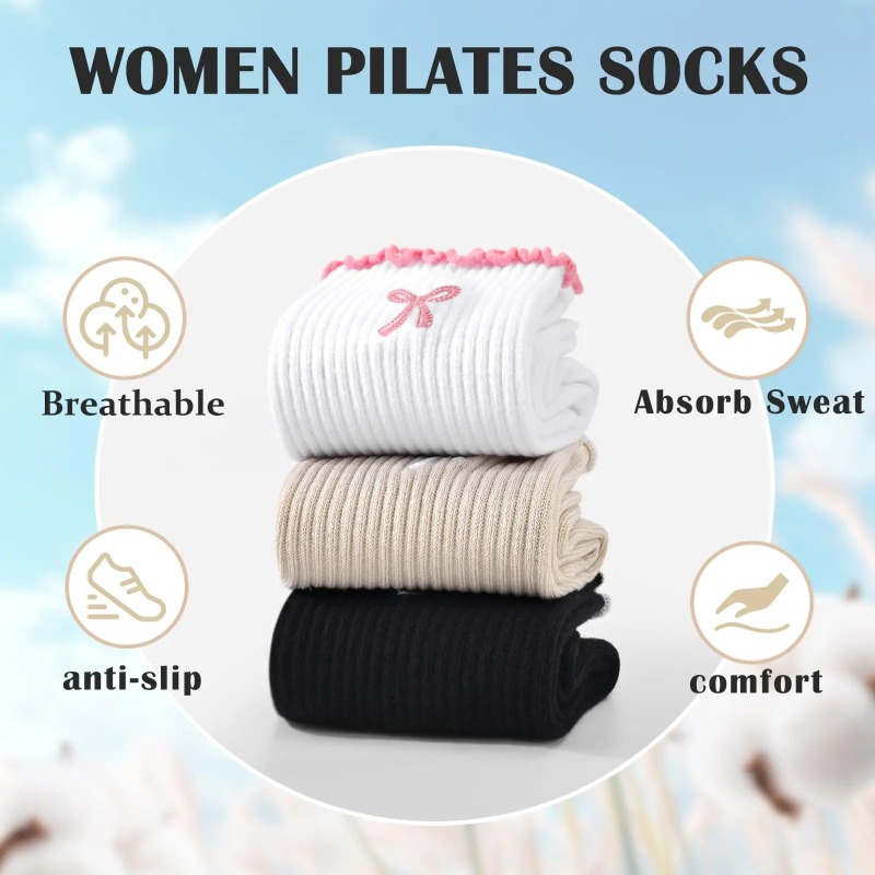 Pilates & Yoga Training Center - プロフェッショナルヨガソックス、コットンストラップシリコン滑り止めピラティスフィットネスダンスフロアソックス