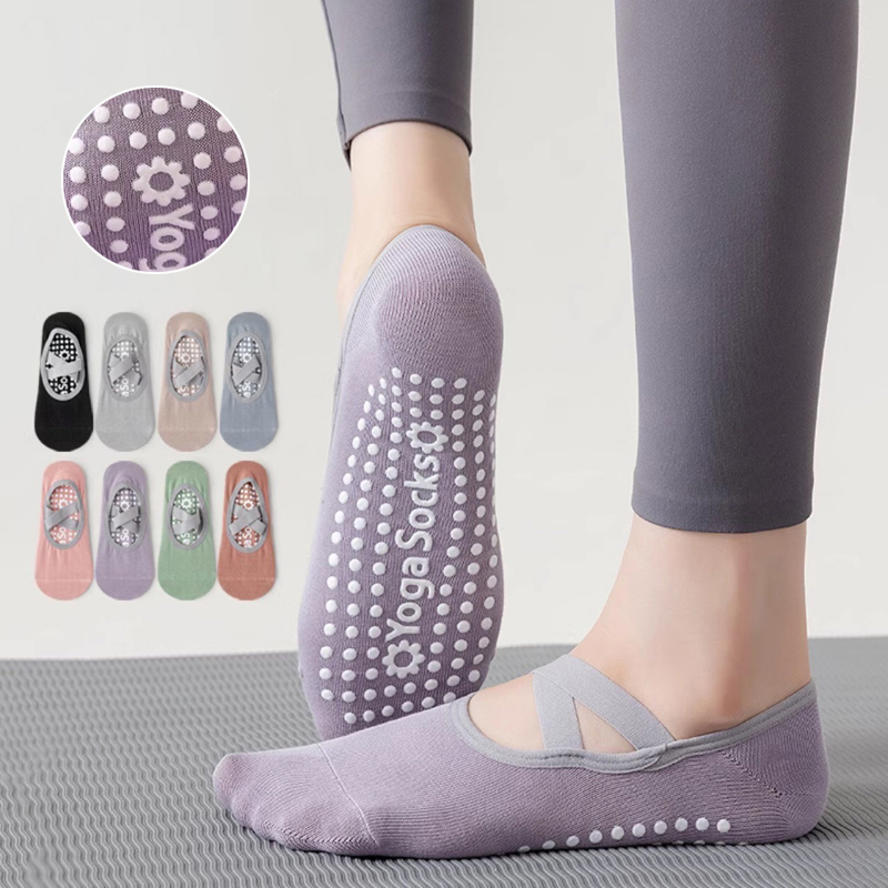 Fitness Yoga Pilates - 通気性タオル底ヨガソックス女性シリコーンノンスリップ包帯ピラティス靴下レディースバレエダンスフィットネスワークアウト綿の靴下