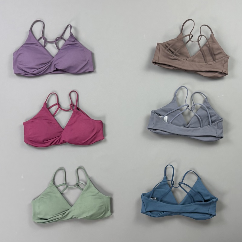 Pilate Yoga Workout - ビジョンウィメンズスポーツブラ Vネックツイストフロント細ストラップクロスバックシームレスパッド入りヨガブラジムピラティスランニングワークアウト下着