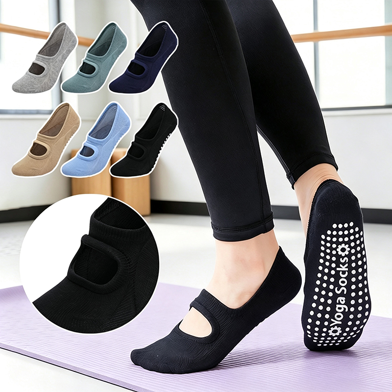 Pilate Yoga Workout - 女性用滑り止めバックレスヨガソックス、プラスサイズ、レディース通気性ピラティスソックス、コットン製スポーツワークアウトフィットネスバレエダンスソックス