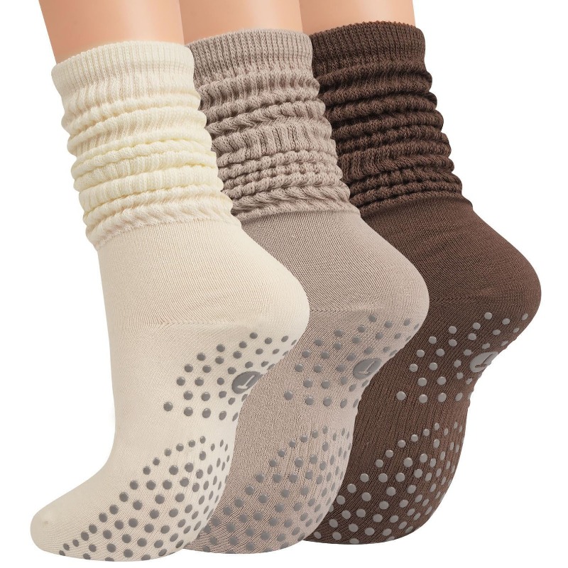 Pilates Yoga Barı - 1 ペア女性ピラティス屋内アンチスリップシリコーンフロアソックス通気性ダブルバーミドルソックスフィットネスダンスエクササイズヨガソックス