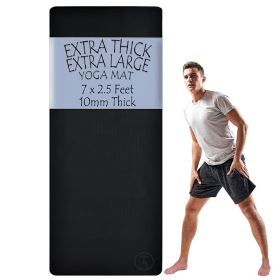 Pilates And Yoga Studio - ホームワークアウト用ヨガマット、極厚10mm TPE、ブラック、優れた関節の緩衝性とXLサイズでピラティスやスタジオでの使用に最適