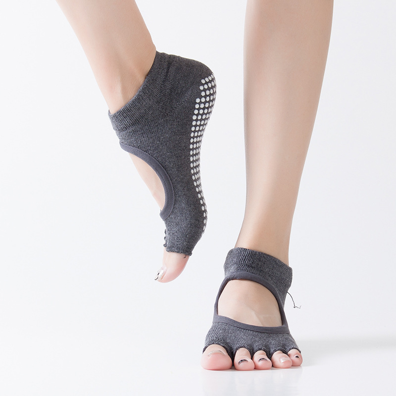 女性用5本指バックレスピラティスソックス、滑り止めフィットネ - Pilate Yoga Workout のレビューと価格