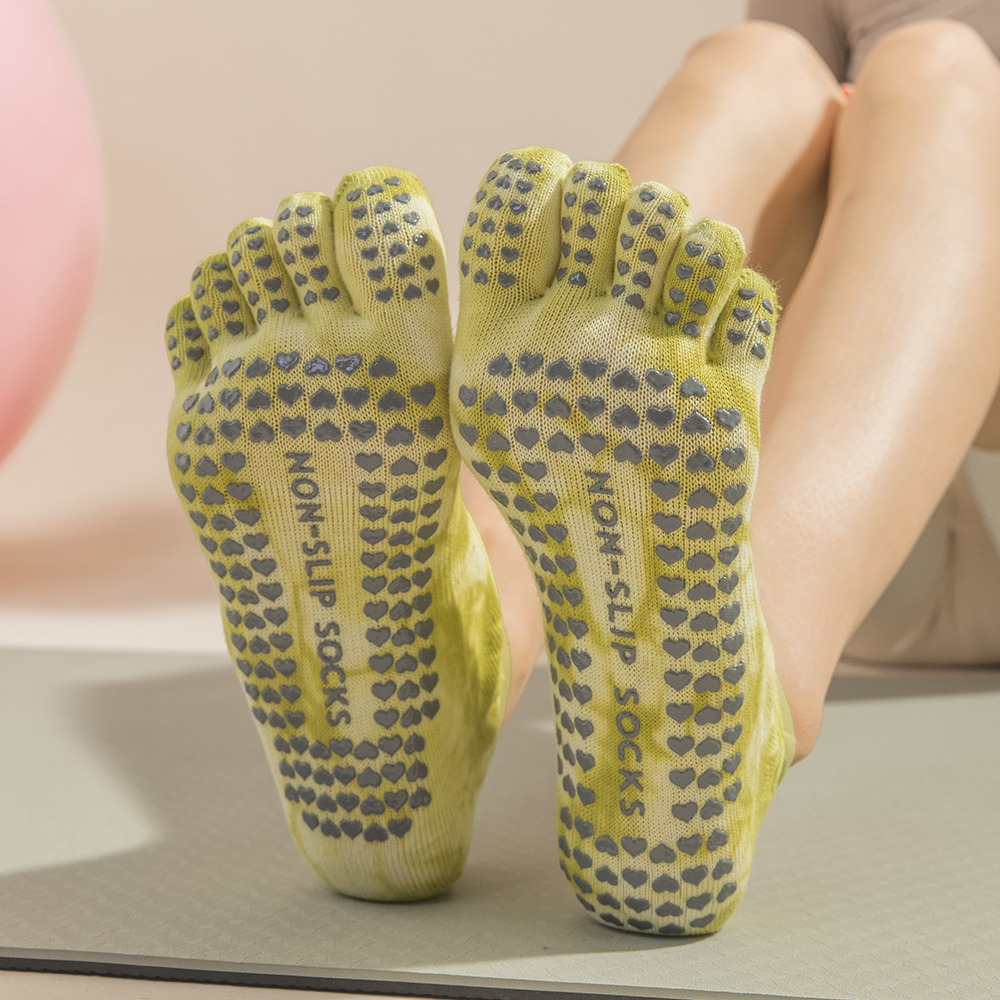 タイダイ柄の女性用5本指グリップソックス、ヨガ、ピラティス、 - Pilates And Yoga Studio のレビューと価格