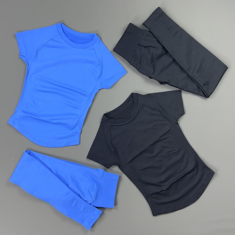 2 ピースジムセット女性ラグラン半袖スポーツトップハイウエス - Pilates Yoga Kit のレビューと価格