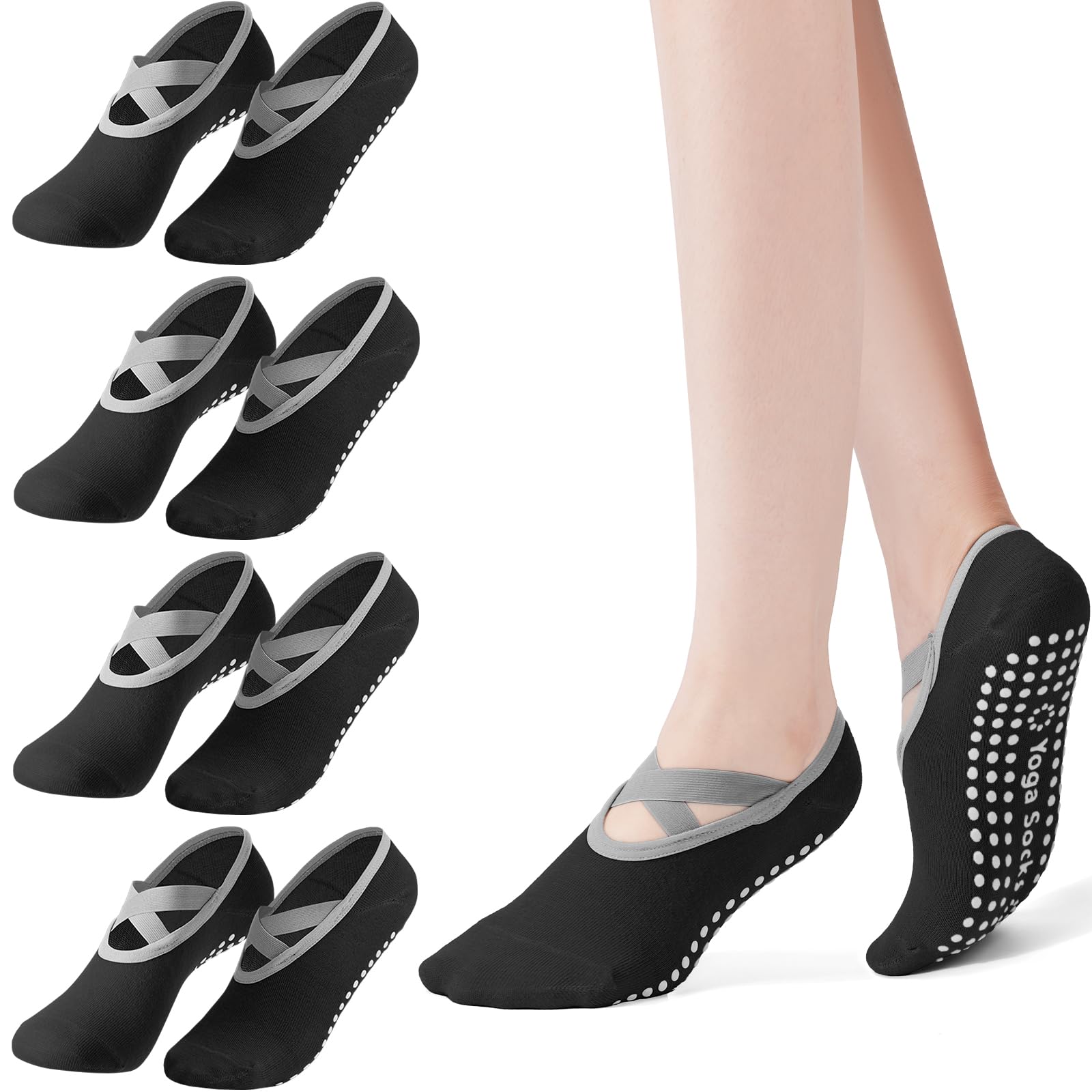 4足組 レディース ピラティスソックス、滑り止めヨガソックス - Pilates Yoga Kit のレビューと価格