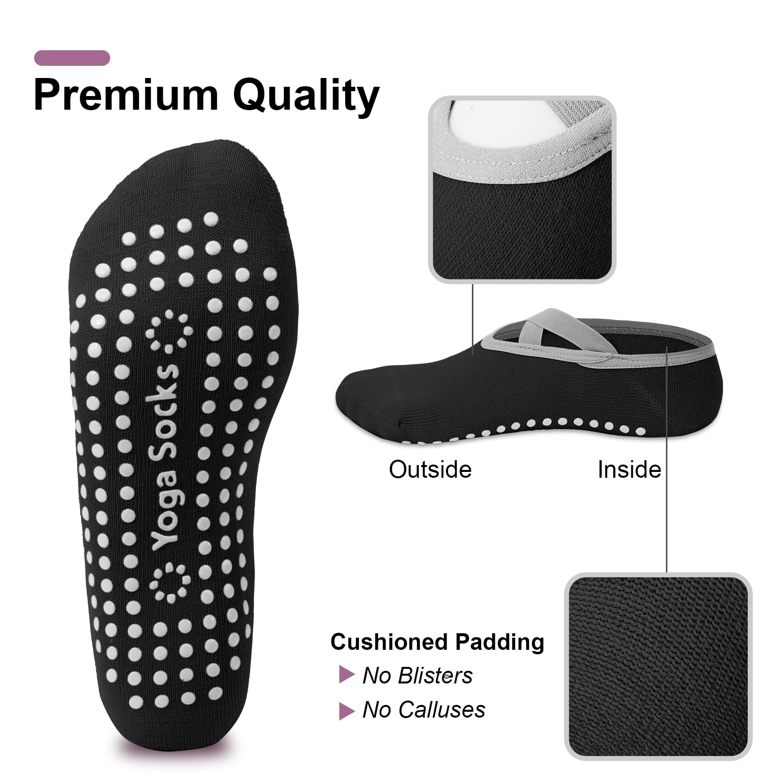 4足組 レディース ピラティスソックス、滑り止めヨガソックス - Pilates Yoga Kit のレビューと価格