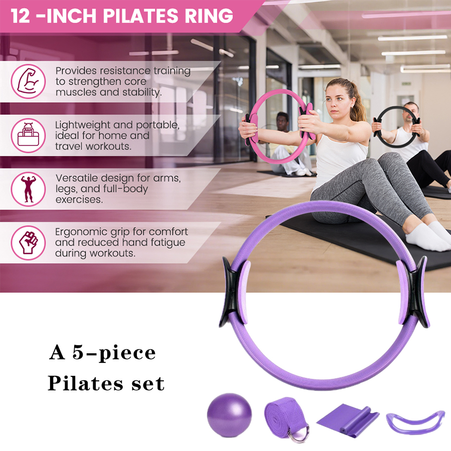 カスタマイズロゴ入り5点セットホームジムレジスタンストレーニ - Pilates Yoga Resistance Ring のレビューと価格