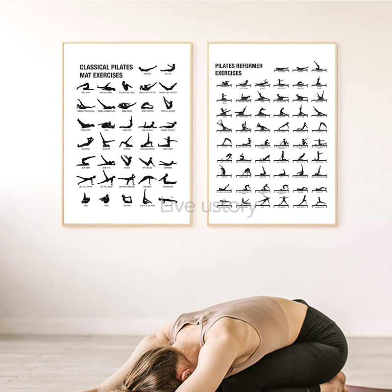 フレームレスピラティスワークアウトチャートポスターキャンバス - Fitness Yoga Pilates のレビューと価格