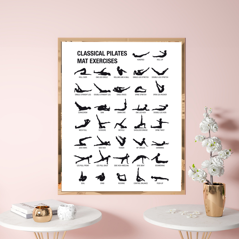 フレームレスピラティスワークアウトチャートポスターキャンバス - Fitness Yoga Pilates のレビューと価格