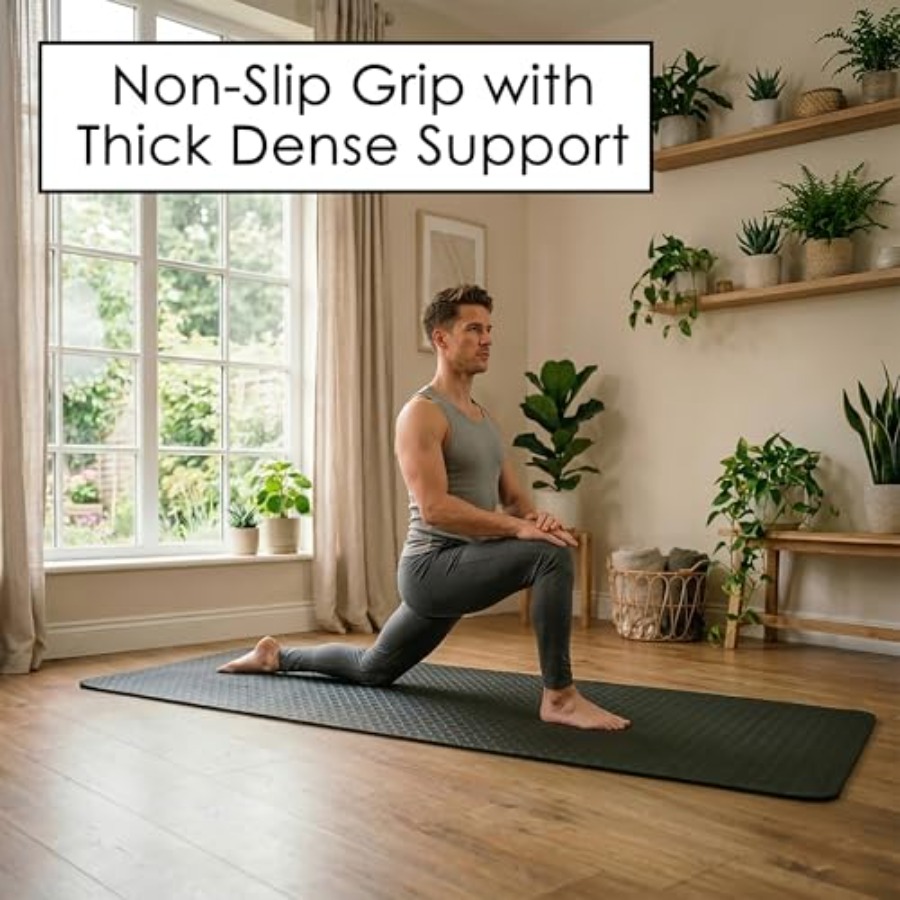 ホームワークアウト用ヨガマット、極厚10mm TPE、ブラッ - Pilates And Yoga Studio のレビューと価格