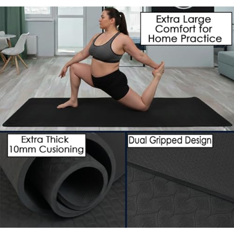 ホームワークアウト用ヨガマット、極厚10mm TPE、ブラッ - Pilates And Yoga Studio のレビューと価格